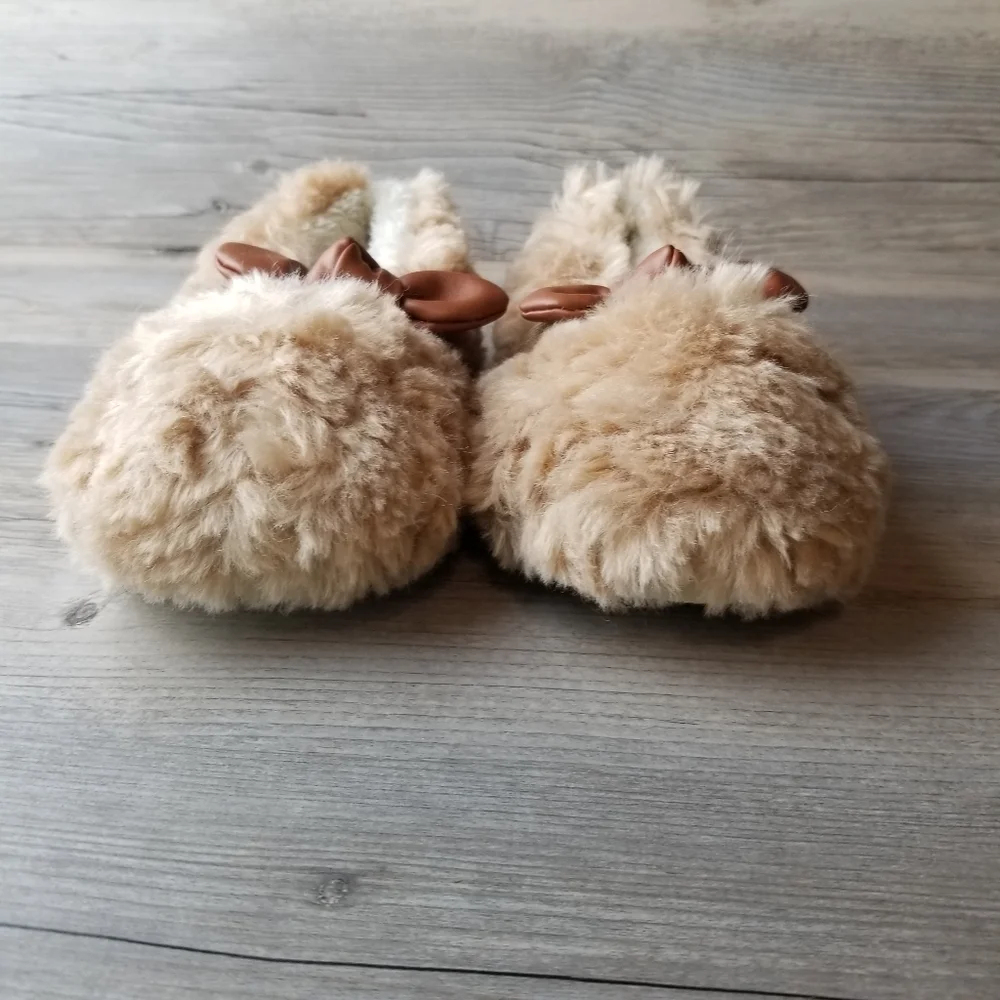 Cheerful Mario Faux Fur Butterfly Knot Soled Slipper Shoes